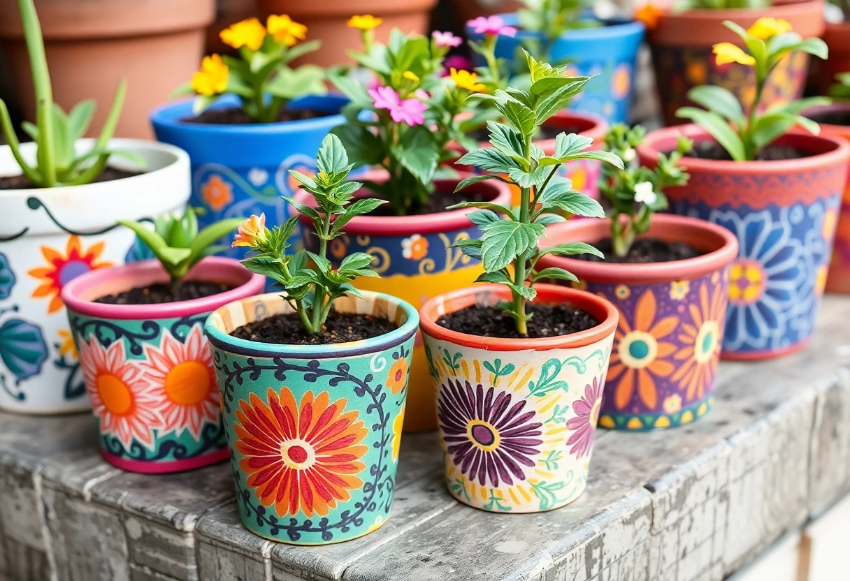 Vasos de Plantas Pintados